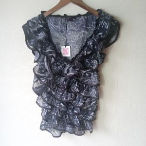 5 for $25 ❤ Sheer Ruffle Tiered Blouse
